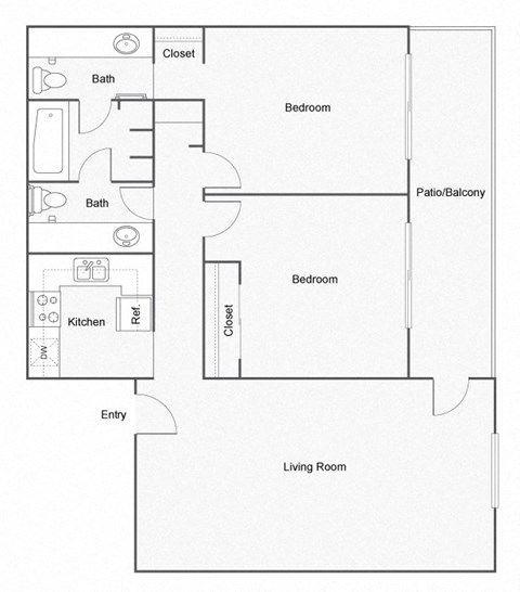 2 Bedroom 1.5 Bath Floor Plan at Summit East Nashville, Tennessee